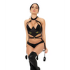 1 pc Cat Girl Bodysuit w/Attached Wrist Straps Black L/XL - Costumes