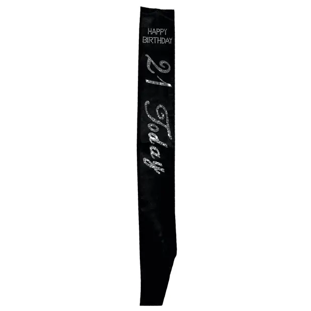 21 Today Non Flashing Sash w/Stones - Black - Bachelorette & Party Supplies