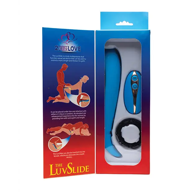 2ChooseLove The LuvSlide Couples Vibrator w/Remote - Blue - Penis Enhancement