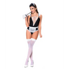 3 pc French Maid Bodysuit Apron & Head Piece Black/White S/M - Costumes