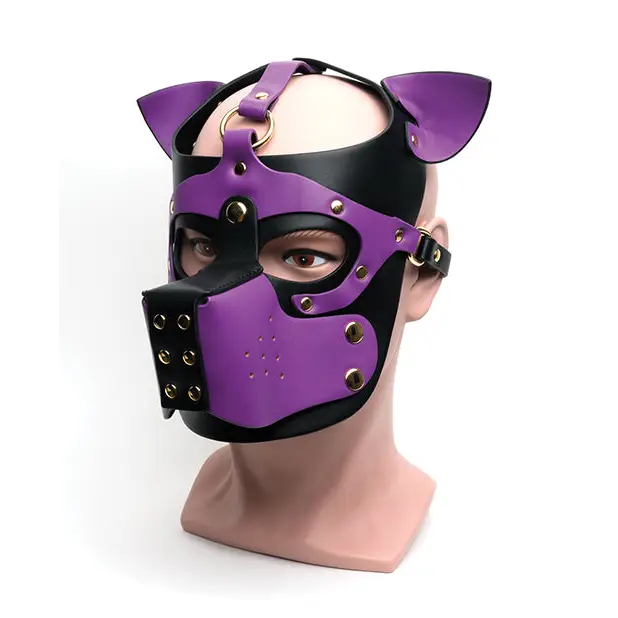 665 Bondage Pup Hood - O/S Black/Purple