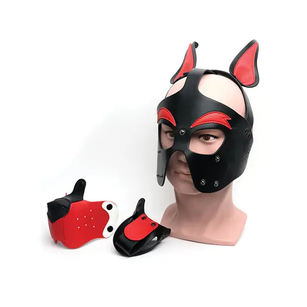 665 Playful Pup Hood - O/S Black/White/Red