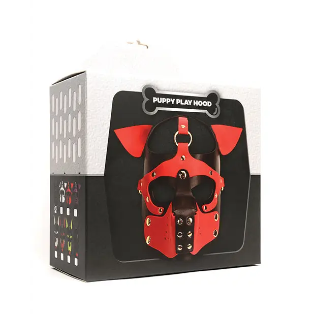 665 Playful Pup Hood - O/S Black/White/Red