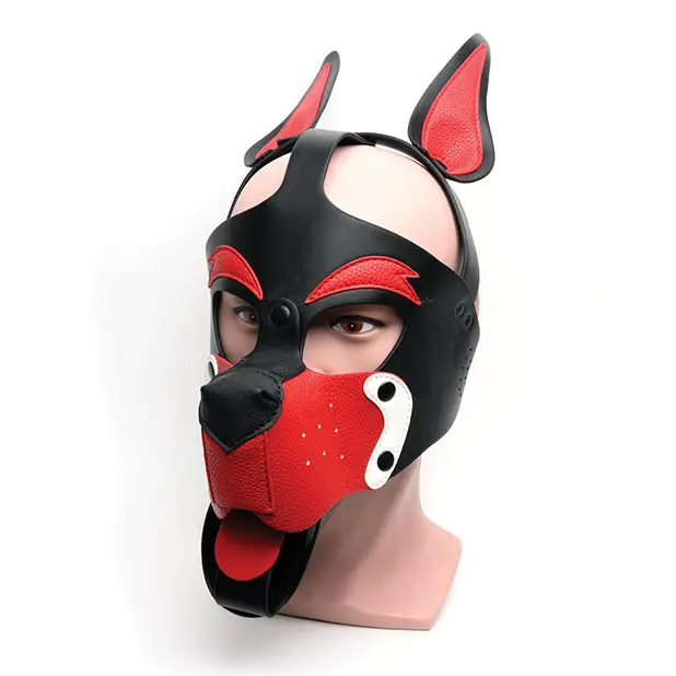 665 Playful Pup Hood - O/S Black/White/Red