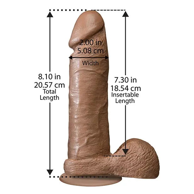 8’’ Realistic Cock w/Balls - Brown - Dongs & Dildos