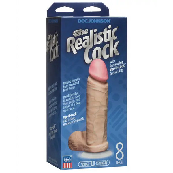 8’’ Realistic Cock w/Balls - White - Dongs & Dildos