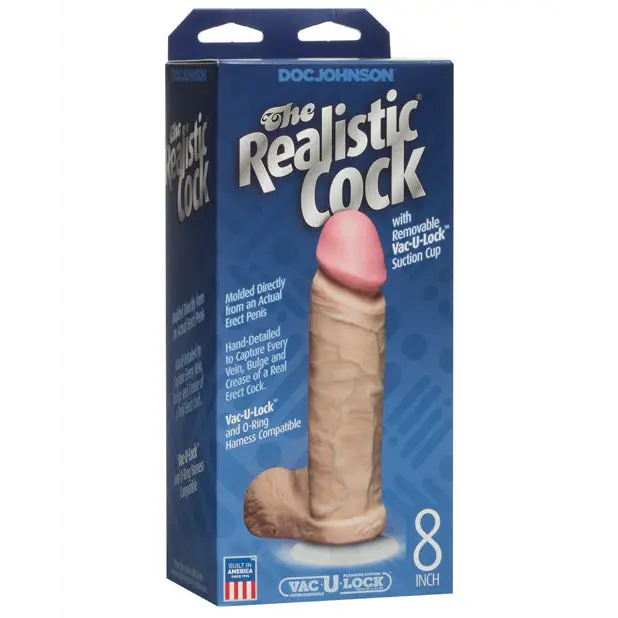 8’’ Realistic Cock w/Balls - White - Dongs & Dildos