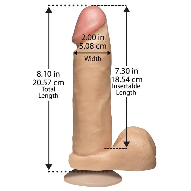 8’’ Realistic Cock w/Balls - White - Dongs & Dildos