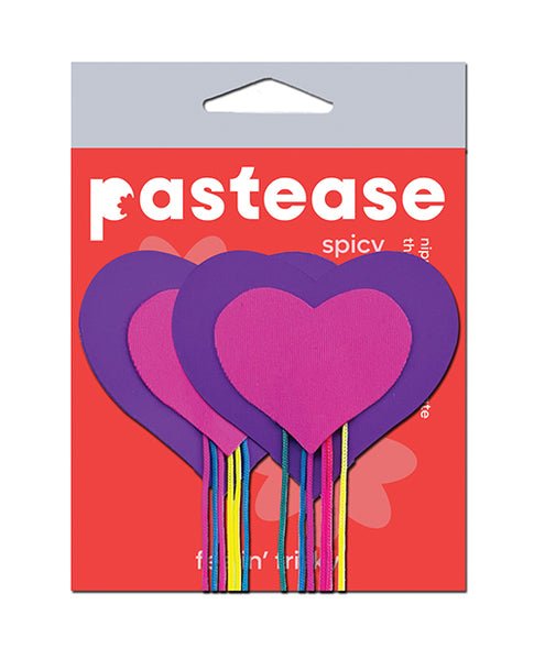 Pastease Hearts w/Fringe Rainbow Tassels, Neon Pink/Purple O/S