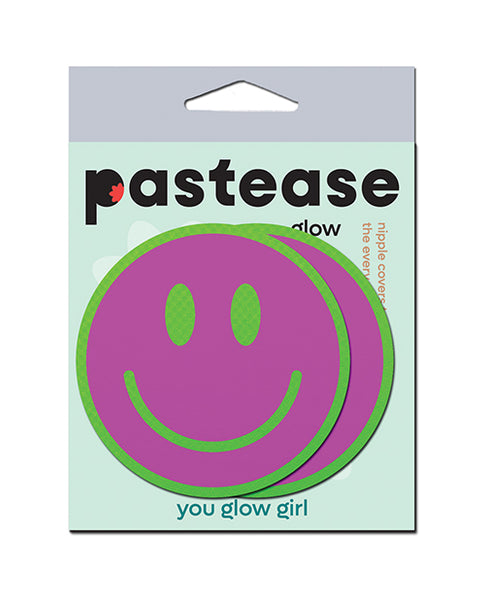 Pastease Neon Green Glow-in-the-Dark Smiley Face, Pink O/S