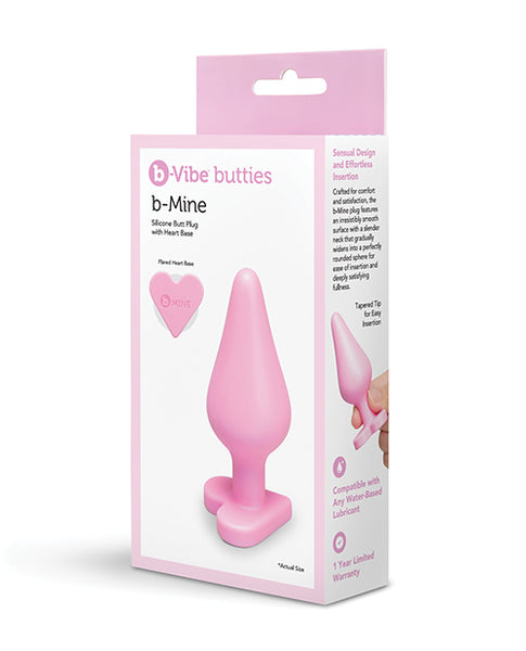 B-Mine Butties, Silicone Butt Plug with Heart Base, Pink