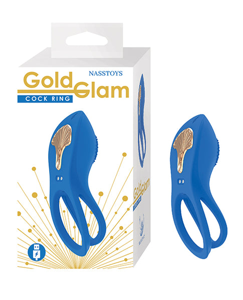 Gold Glam Cock Ring, Blue