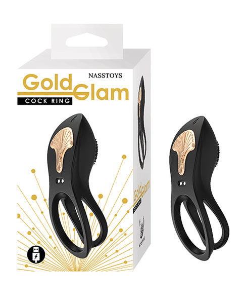 Gold Glam Cock Ring, Black