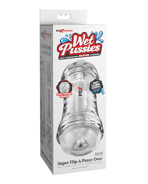 PDX Extreme Wet Pussies Super Flip-A-Pussy Over Self-Lubricating Stroker, Frosted