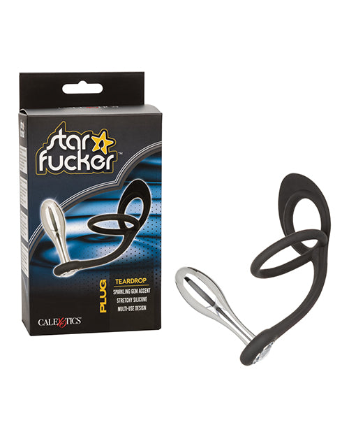 Star Fucker Teardrop Gem Plug w/Silicone Enhancer, Black