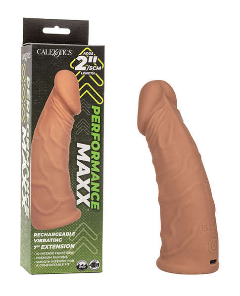 Performance Maxx 7" Vibrating Penis Extension, Brown