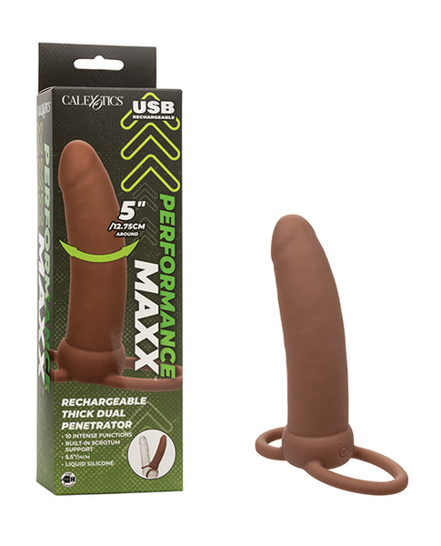 Performance Maxx Rechargeable Thick Dual Penetrator, Brown