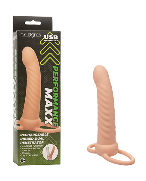 Performance Maxx Rechargeable Ribbed Dual Penetrator, Ivory