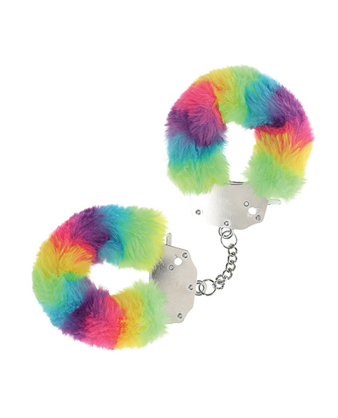 Shots Ouch! Heavy-duty Fluffy Handcuffs, Rainbow