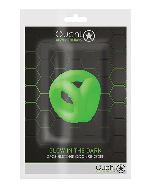 Shots Ouch Cock Ring & Ball Strap, Glow in the Dark