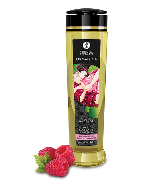 Shunga Organica Kissable Massage Oil, 8 oz Raspberry Feeling