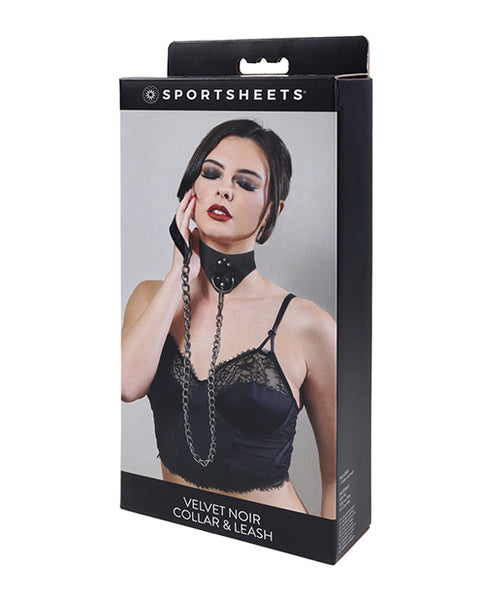 Sportsheets Velvet Noir Collar & Leash, Black