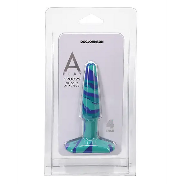 A Play 4’’ Groovy Silicone Anal Plug - Ocean - Anal Products