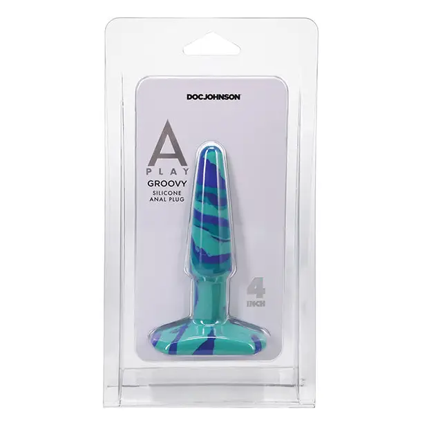A Play 4’’ Groovy Silicone Anal Plug - Ocean - Anal Products