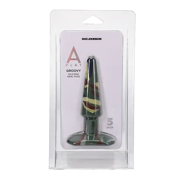 A Play 5’’ Groovy Silicone Anal Plug - Camouflage - Anal Products