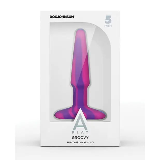 A Play 5’’ Groovy Silicone Anal Plug - Multicolor/Pink - Anal Products
