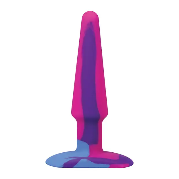 A Play 5’’ Groovy Silicone Anal Plug - Multicolor/Pink - Anal Products