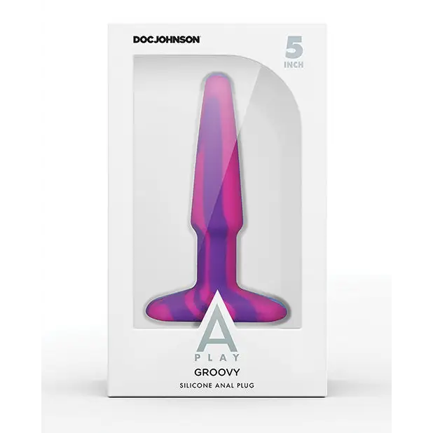 A Play 5’’ Groovy Silicone Anal Plug - Multicolor/Yellow - Anal Products