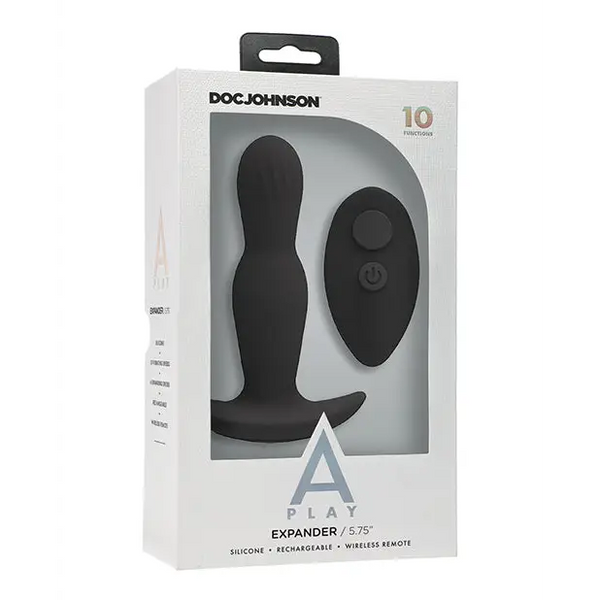 A Play Expander Rechargeable Silicone Anal Plug w/Remote - Black - Anal Products