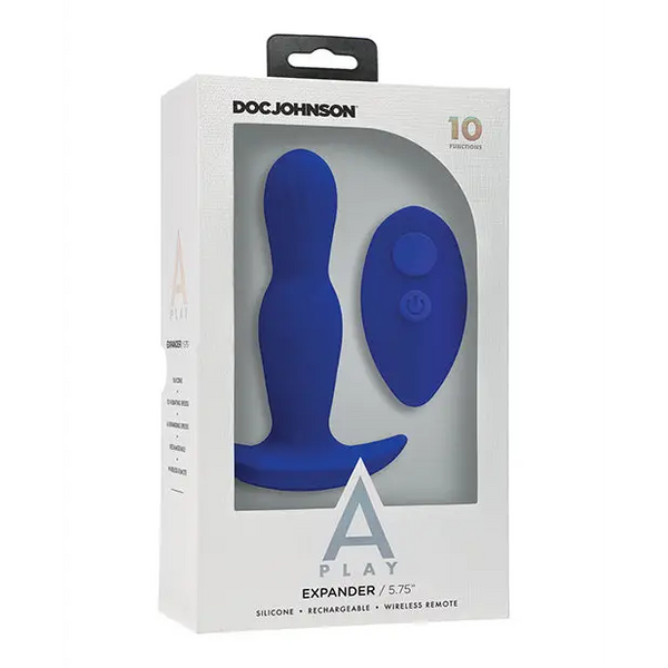 A Play Expander Rechargeable Silicone Anal Plug w/Remote - Royal Blue - Anal Products
