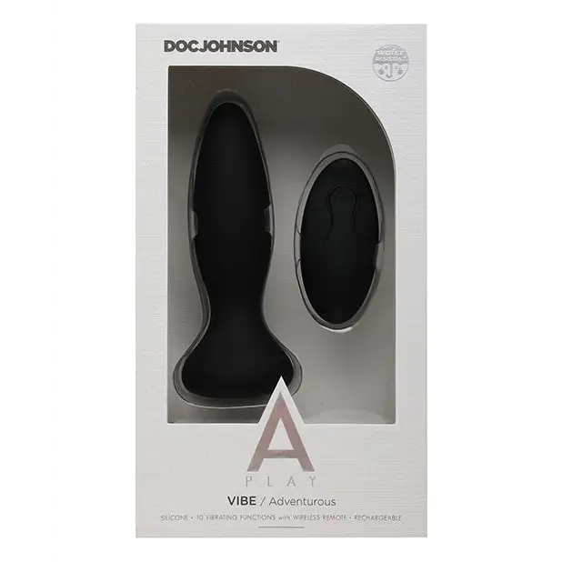 A Play Rechargeable Silicone Adventurous Anal Plug w/Remote - Black - Anal Products