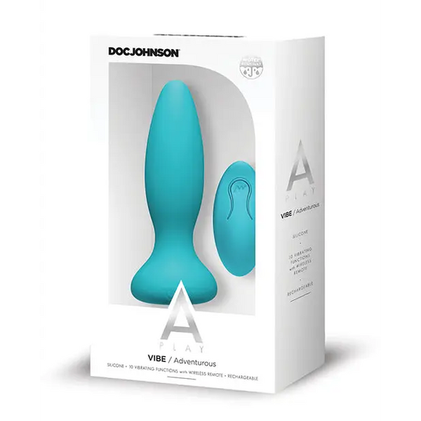 A Play Rechargeable Silicone Adventurous Anal Plug w/Remote - Teal - Anal Products