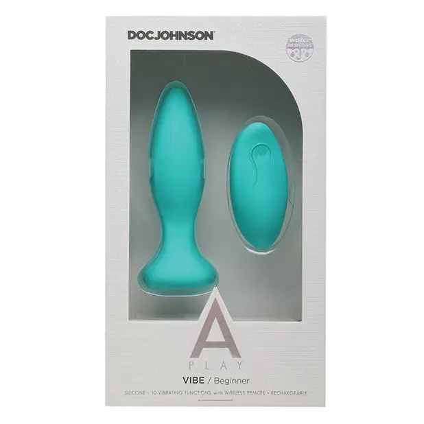 A Play Rechargeable Silicone Beginner Anal Plug w/Remote - Teal - Anal Products