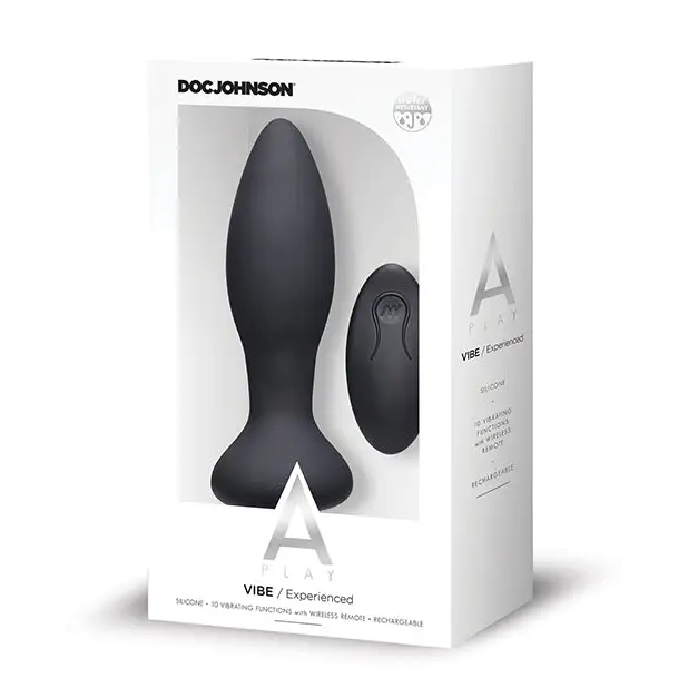 A Play Rechargeable Silicone Experienced Anal Plug w/Remote - Black - Anal Products