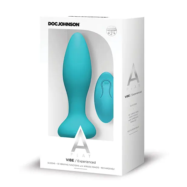 A Play Rechargeable Silicone Experienced Anal Plug w/Remote - Teal - Anal Products