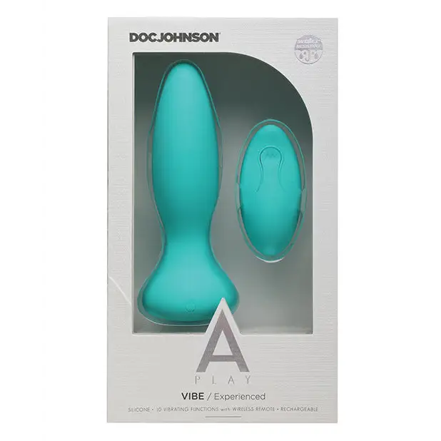 A Play Rechargeable Silicone Experienced Anal Plug w/Remote - Teal - Anal Products