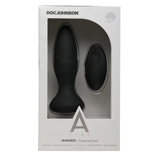 A Play Rimmer Experienced Rechargeable Silicone Anal Plug w/Remote - Black - Anal Products