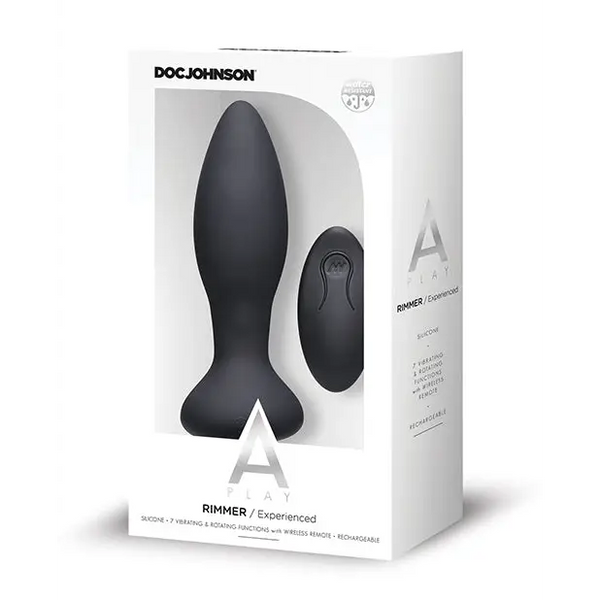 A Play Rimmer Experienced Rechargeable Silicone Anal Plug w/Remote - Black - Anal Products