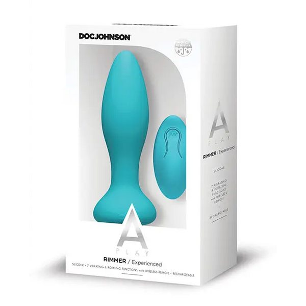 A Play Rimmer Experienced Rechargeable Silicone Anal Plug w/Remote - Teal - Anal Products