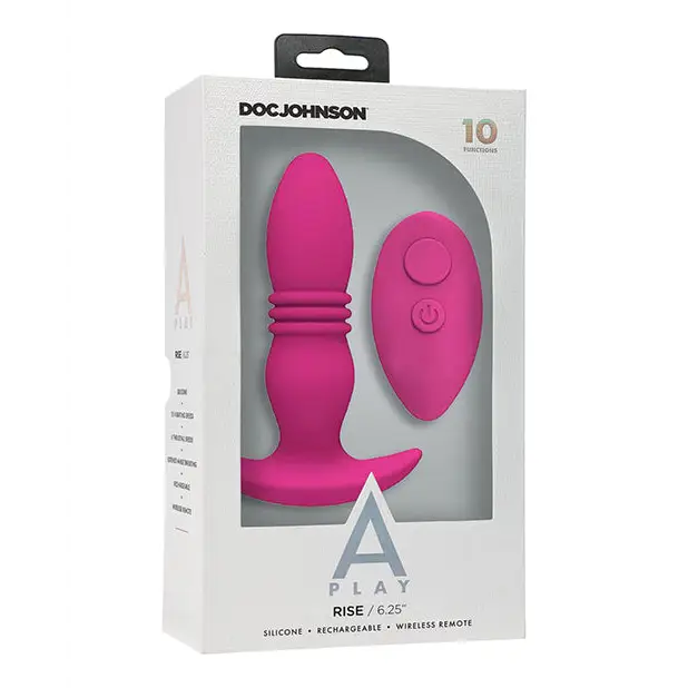 A Play Rise Rechargeable Silicone Anal Plug w/Remote - Pink - Anal Products