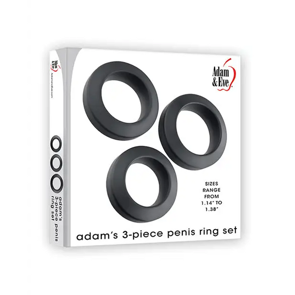 Adam & Eve Adam’s 3 pc Penis Ring Set - Black - Penis Enhancement