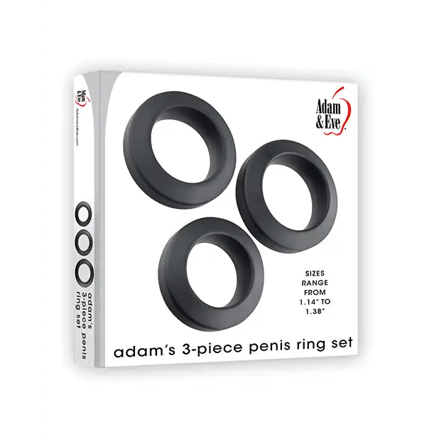 Adam & Eve Adam’s 3 pc Penis Ring Set - Black - Penis Enhancement