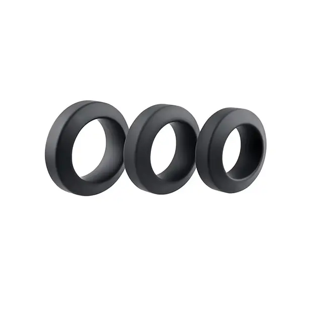 Adam & Eve Adam’s 3 pc Penis Ring Set - Black - Penis Enhancement