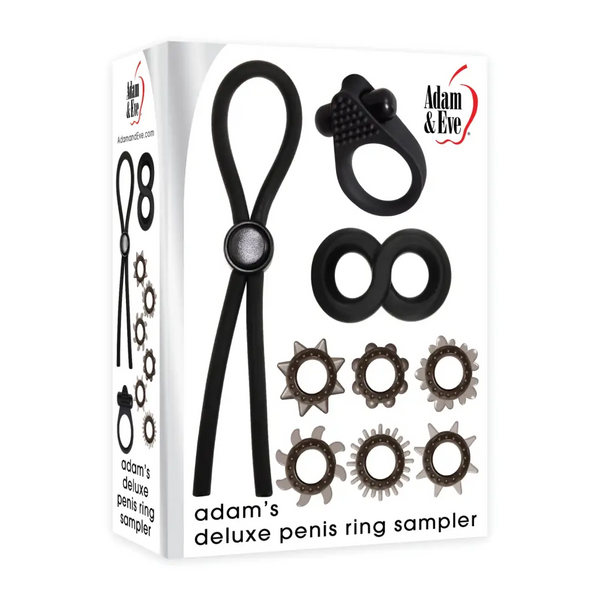 Adam & Eve Adam’s Deluxe Penis Ring Sampler - Black/Smoke - Penis Enhancement