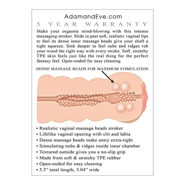 Adam & Eve Adam’s Tight Stroker w/Massage Beads - Ivory - Dolls & Masturbators