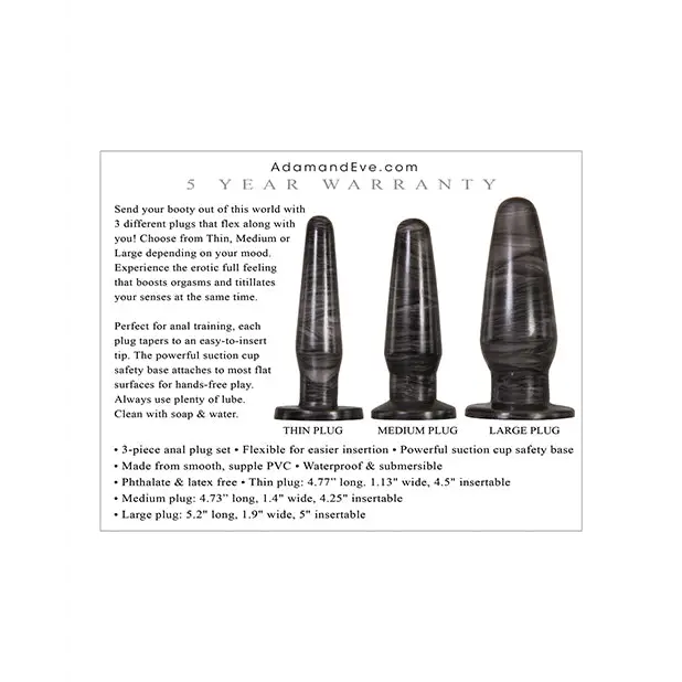 Adam & Eve Anal Rockets Trainer Set - Grey - Anal Products